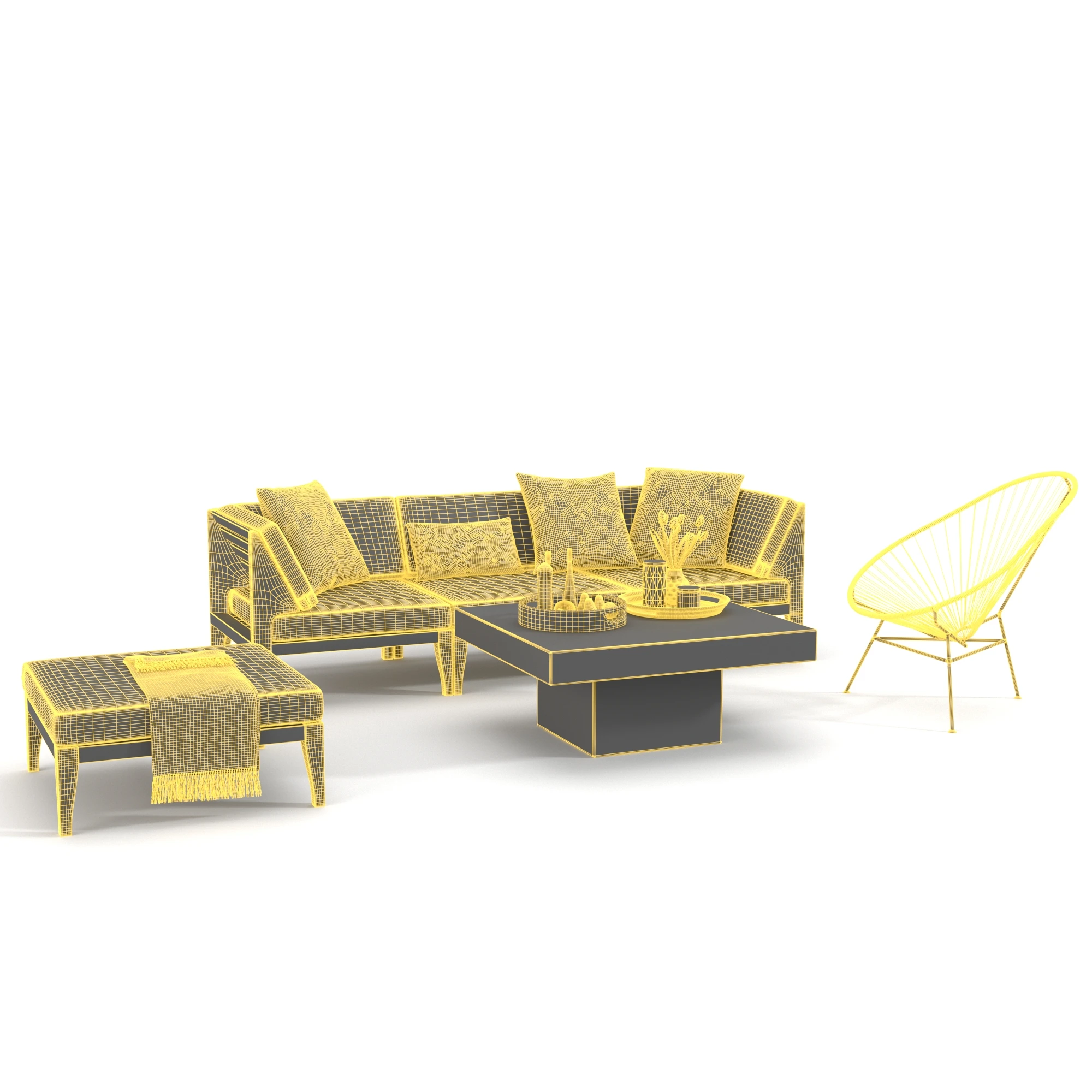 Elba Sectional Sofa Set 3D Model_07